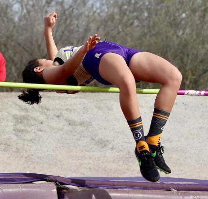 Lemoore's Iriana Ayon tied for sixth in the high jump Friday night in Tiger Stadium. 